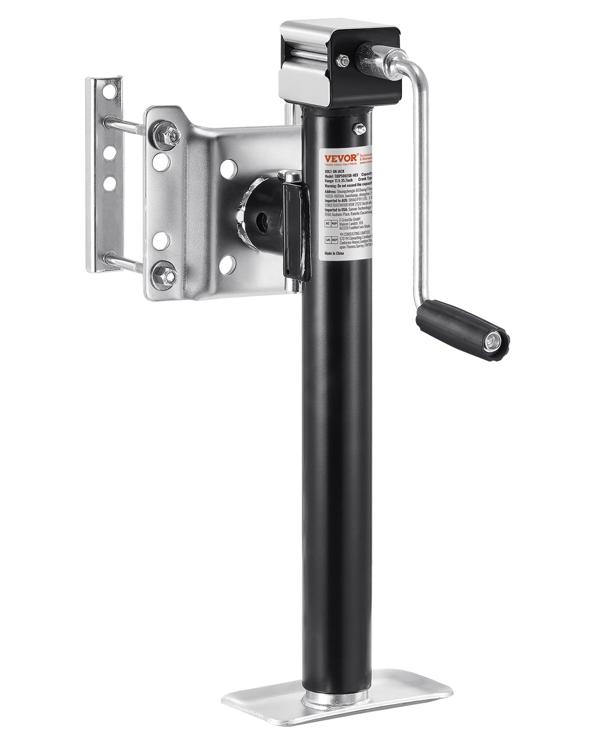 BULLDOG 195368 Square Trailer Jack, No Mount, 5,000 lbs. Support