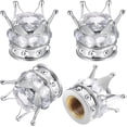thumbnail image 1 of LLC Universal Crown Valve Caps (4-Pack) - White Crystal Rhinestone Chrome Car Covers, 1 of 5