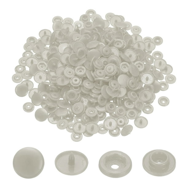 Uxcell 100 juegos de broches de plástico de resina T5, kit de botones de broche redondo brillante sin coser para costura de telas, manualidades, ropa, bolsas (gris claro)