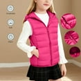 thumbnail image 2 of AINIYS Children's Hooded Zipper Sleeveless Warm Casual Jacket Soft Breathable Fabric Stylish Suitable for Daily Travel Home Holiday Birthday Party Hot Pink 9 Years, 2 of 9
