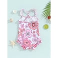 thumbnail image 5 of FEORJGP Toddler Baby Girls Onepiece Swimsuit Infant Sleeveless Ruffles Swimwear Floral Print Straps Beachwear Summer Beach Bathing Suit, 5 of 8