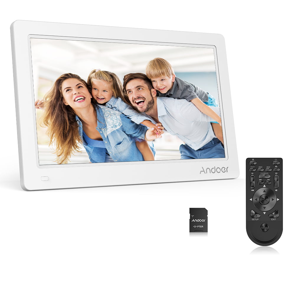 USB SD Card Slots and Music Support 1080P Video Andoer 10.1 Inch Digital Picture Photo Frame Include 8GB SD Card 1024X600 Resolution Digital Frame 16:9 Screen with Remote control Calendar 