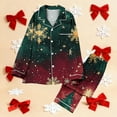 thumbnail image 4 of Dreluolixuan Christmas Women Pajamas Sets Long Sleeve Notch Collar Soft Top Wide Leg Elastic Waist Pants Snowflake Winter His and Hers Nightwear, 4 of 7