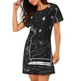 thumbnail image 2 of Fotbe Star Gazing Cat Illustration Pattern Women's Cotton Nightgown Sleepwear Short Sleeves Shirt Casual Print Sleepdress, 2 of 6