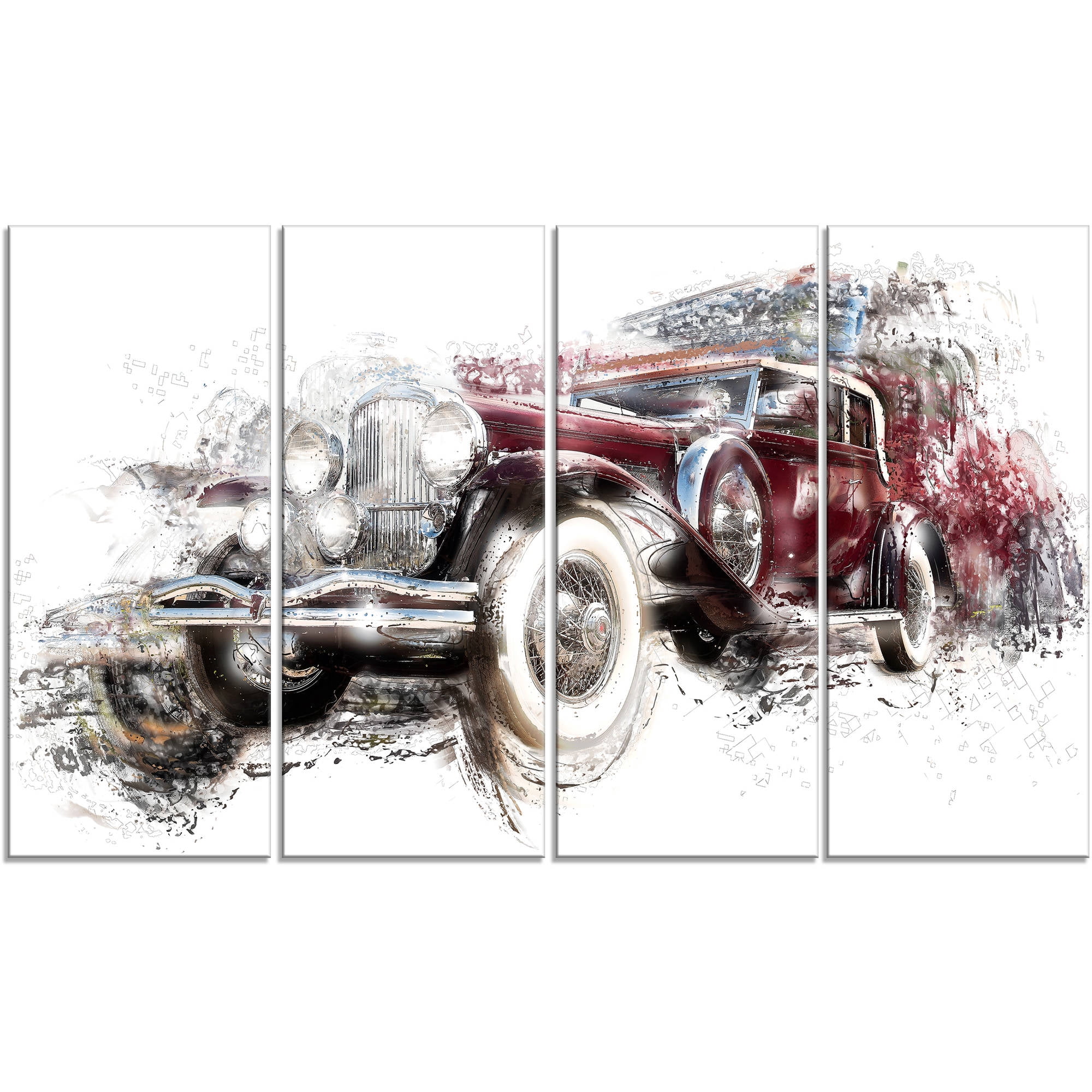 American Hot Rod Car, 4 Panels, 48" x 28"