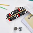 thumbnail image 6 of Rateoe Firefighters USA Flag Print Leather Pencil Case with Smooth Zipper, Compact Storage for Writing Tools & Art Supplies, 8.26" x 1.96" x 2.16", 6 of 7