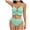 Mint Green, variant on Women's Solid Sweet Ruffle Hem Bikini 2 Piece Set V Neck Tie Front Tops and High Waisted Side Tie Bottoms with Bead Detail Pink