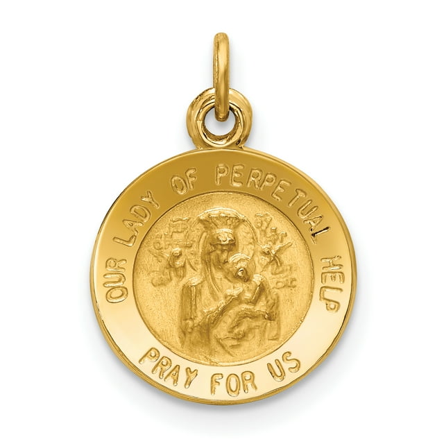 14K Yellow Gold Our Lady of Perpetual Help Medal Charm