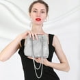 thumbnail image 7 of BU FA Silver Evening Bag Rhinestone Purse for Women Sparkly Clutch Handbag Crossbody Bucket Bag for  Wedding Party Prom, 7 of 7