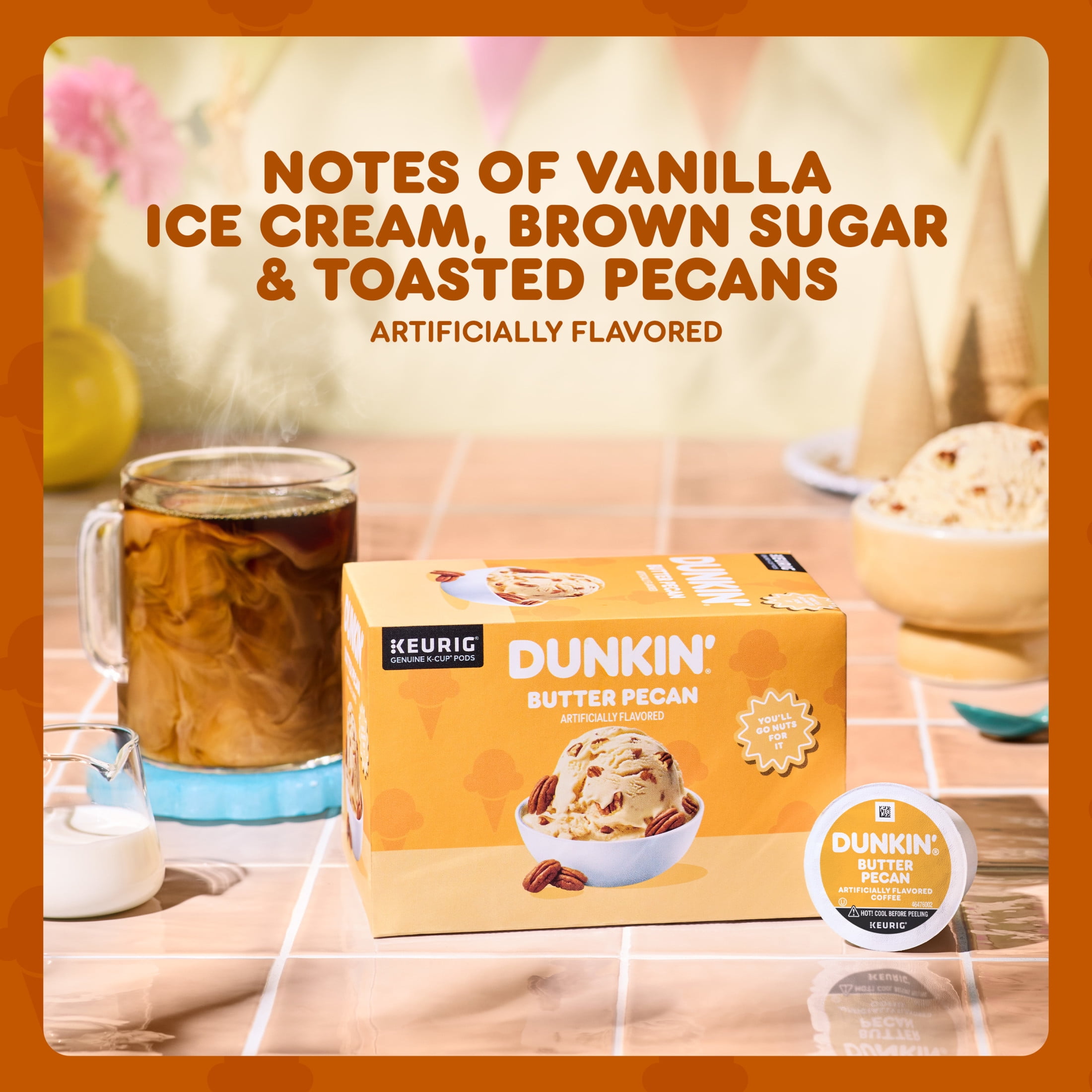 Dunkin’ Butter Pecan Artificially Flavored Coffee, Keurig K Cup Pods, 22 Count box