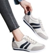 thumbnail image 4 of QWKLEAJ Women Retro Striped Casual Sneakers, Lace‑Up Spliced Athletic Shoes, Lightweight Flat Walking Shoes for Daily Commute & Wear Blue 9, 4 of 5