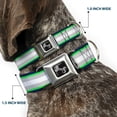 thumbnail image 2 of Buckle-Down Pet Collar, Dog Collar Metal Seatbelt Buckle, Stripes Navy Neon Green Silver White, 16 to 23 Inches 1.5 Inch Wide, 2 of 8