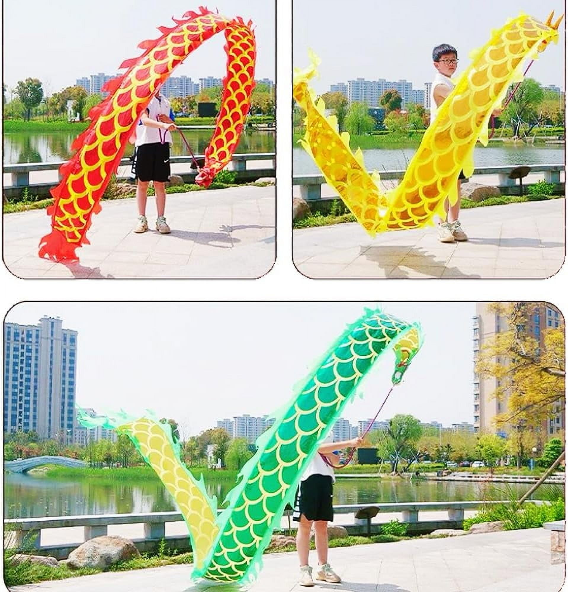 Lightweight Poi with 3D Dragon Head & Swing Rope Combo for Kids and Beginners, Flowy Dragon Ribbon Streamer Outdoor Fitness Stage Prop Set