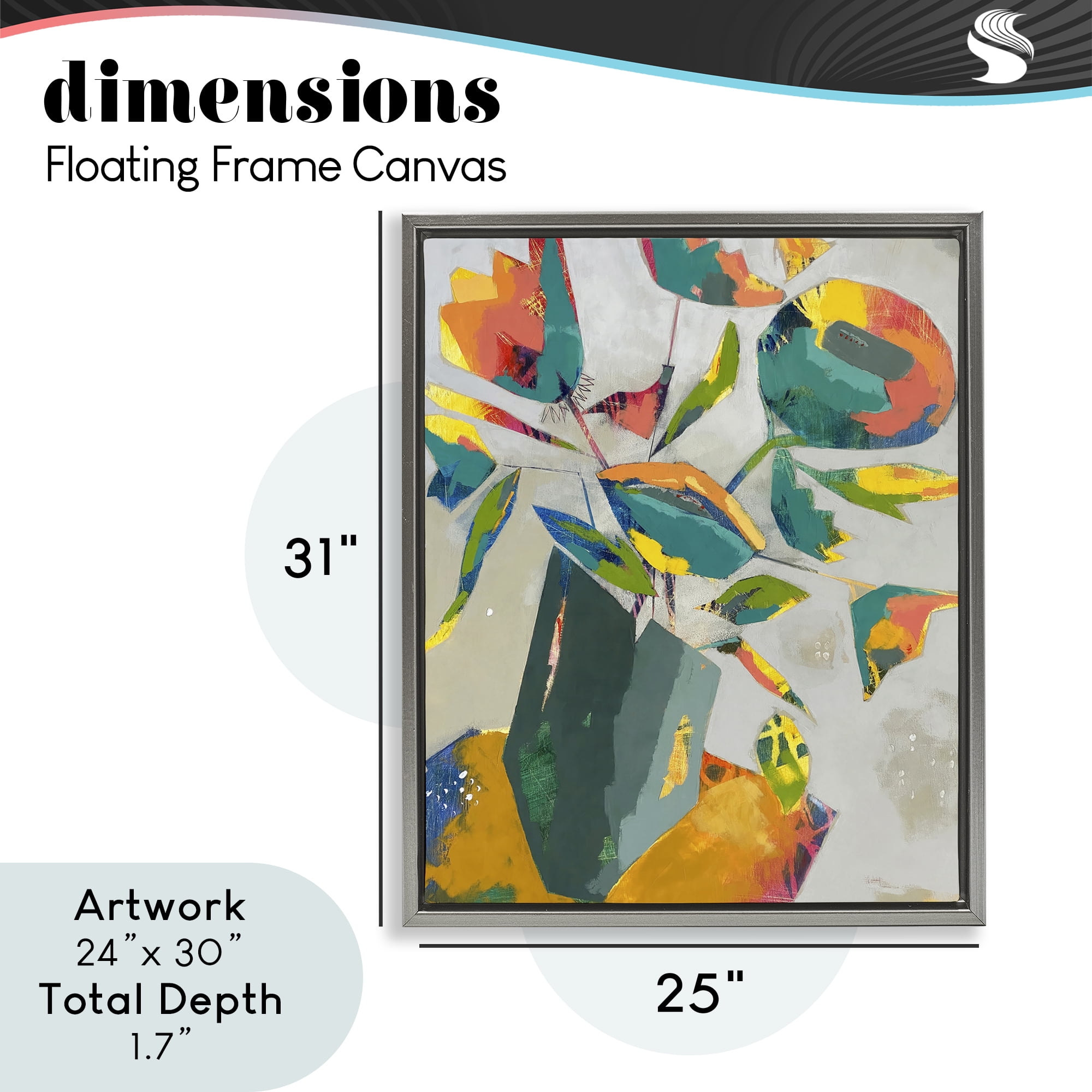 Mischief & Merrymaking Abstraction Gray Framed Floater Canvas Wall Art, design by Dianna Fritzler