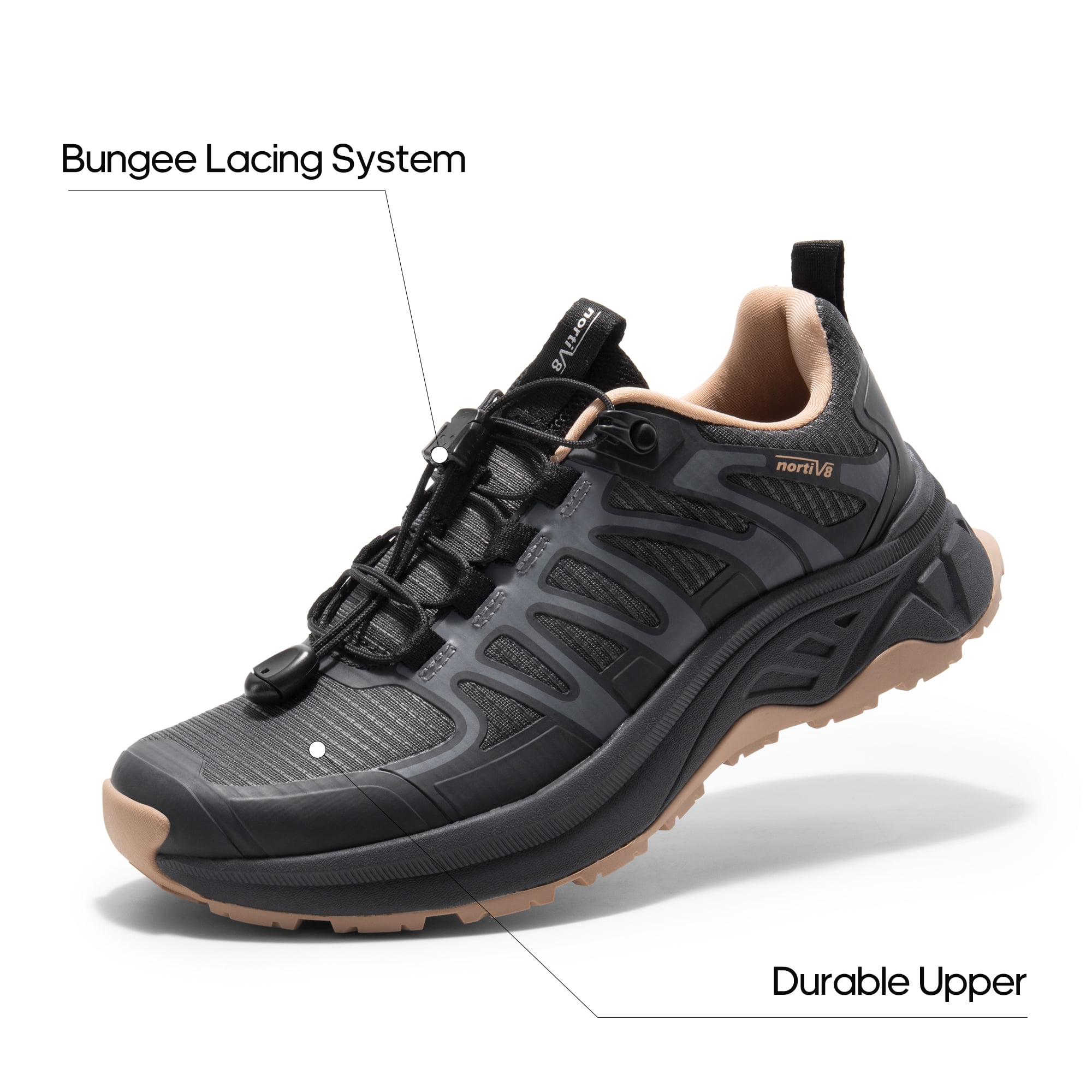 NORTIV 8 Women's Quick Laces Hiking Shoes Lightweight Walking Outdoors Trekking Trails Camping Casual Sneakers