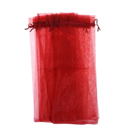 

10pcs Sheer Organza Wine Bottle Cover Wrap Gift Bags (Wine Red)