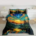 thumbnail image 2 of Homewish Galaxy Starry Night Full Size Comforter Sets,Natural Scenery Bedding Comforter Set,Orange Sunset Bedding Sets For Men Women,Microfiber Bedroom Decor Reversible,3-Piece, 2 of 8