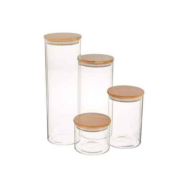 EatNeat 4Piece Glass Canister Set with Airtight Bamboo Lids Walmart