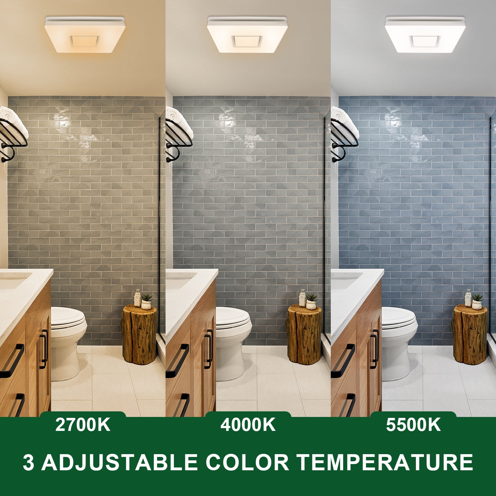 Akicon AKBPT13W-90-N2 4" Duct, 90 CFM Bathroom Exhaust Fan with LED Light, 1.5 Sones - Matte White