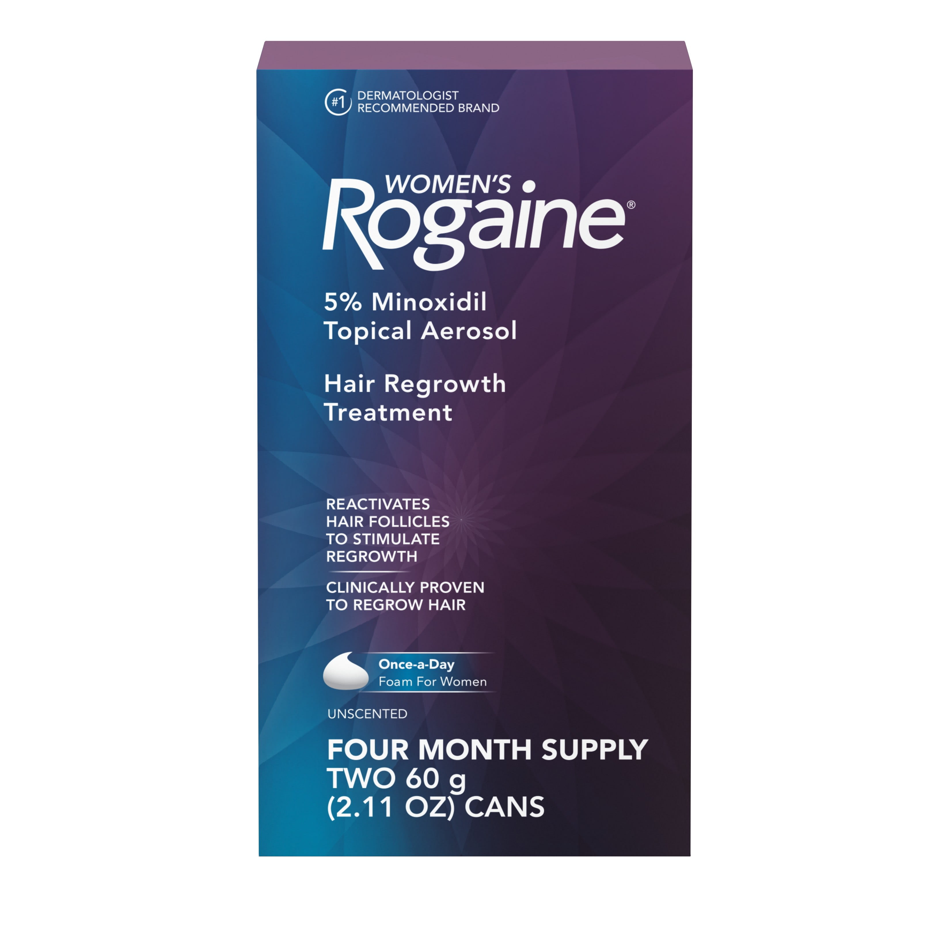 ROGAINE Women's 5% Minoxidil Foam Hair Loss & Regrowth Treatment, 4-Month Supply, 2.11 oz