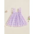 thumbnail image 2 of Suealasg Little Girls Summer Princess Dress 1T 2T 3T 4T Kids Girls Sleeveless Square Neck Carrot Rabbit Embroidery Mesh Tulle A-line Dress Toddler Easter Party Dress, 2 of 7