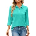 thumbnail image 4 of HAJWOH Womens Uniforms Tops for Work Short Sleeve Tops Casual Button Uniform Shirts 2026 New with Collar Golf Polo Shirt Athletic Clothes Turquoise S, 4 of 5