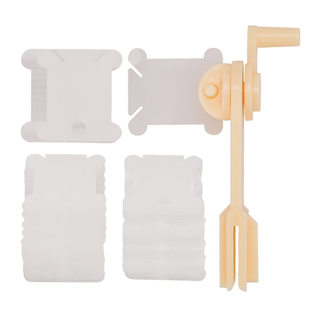 Organizador de hilo de punto de cruz de bordado de bobinas de seda plástica con bobinadora - 200 piezas con 200 piezas de bobinas Sunnimix Bobinas de lana enrolladoras