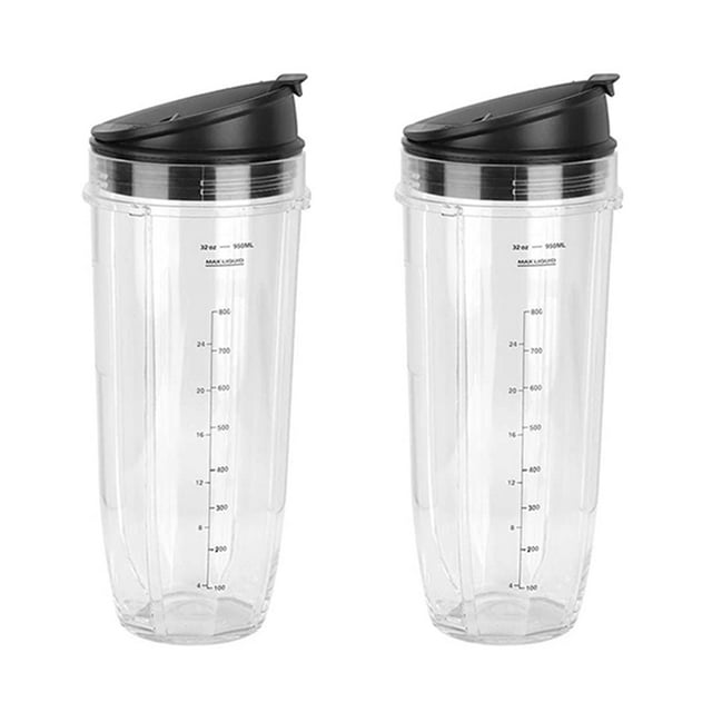 2X 32Oz Replacement Blender Cups with Cup Lid 900Ml Large Capacity for 900W 1000W Blender Juicer