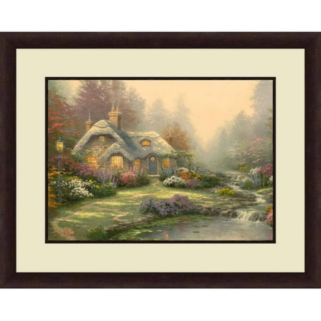 Thomas Kinkade Moonlight Cottage - Thomas Kinkade,Everett’s Cottage, 20x16 Decorative Wall Art