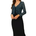 thumbnail image 4 of MODA NOVA Juniors Tie Front Ruffled Hem Floral Lace Sheer Shrug Cropped Cardigan, 4 of 6