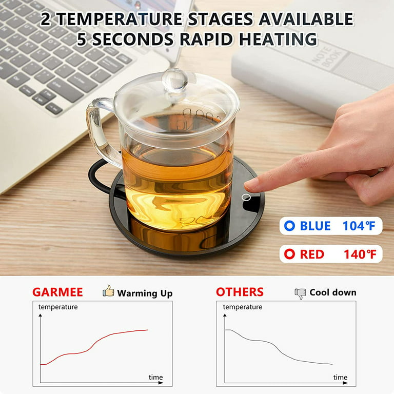  Rae Dunn Electric Mug Warmer with Weight Sensor, High/Low  Heating, and Tempered Glass Heating Area - Black: Home & Kitchen