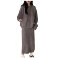 thumbnail image 2 of TMOYZQ Womens Fall Fashion 2025 2 Piece Outfits Sweater Sets Casual Long Sleeve Oversized Top and Bodycon Maxi Long Skirt Knit Dresses Lounge Sets, 2 of 4