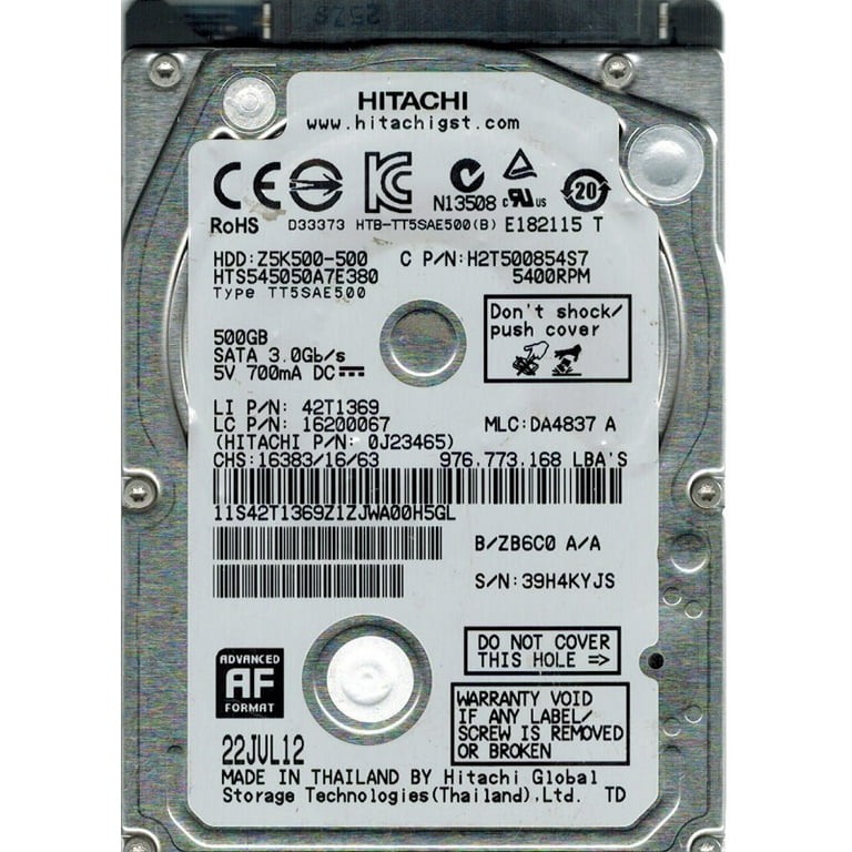 Hitachi HTS545050A7E380 MLC: DA4837 P/N: 0J23465 500GB