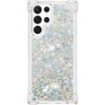 thumbnail image 2 of Compatible with Samsung Galaxy S22 Ultra Case Glitter Liquid Cute Clear Phone Case Floating Quicksand Shockproof Protective Bumper Silicone Soft TPU Case for Galaxy S22 Ultra Love Sliver YB, 2 of 12