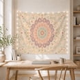 thumbnail image 5 of Flower Mandala on a Scalloped Petal Background, Serene Boho for Boho Decor Lovers, Botanical Wall Art Housewarming Gift Tapestry Wall Hanging for Bedroom, Living Room and Dorm, 5 of 7