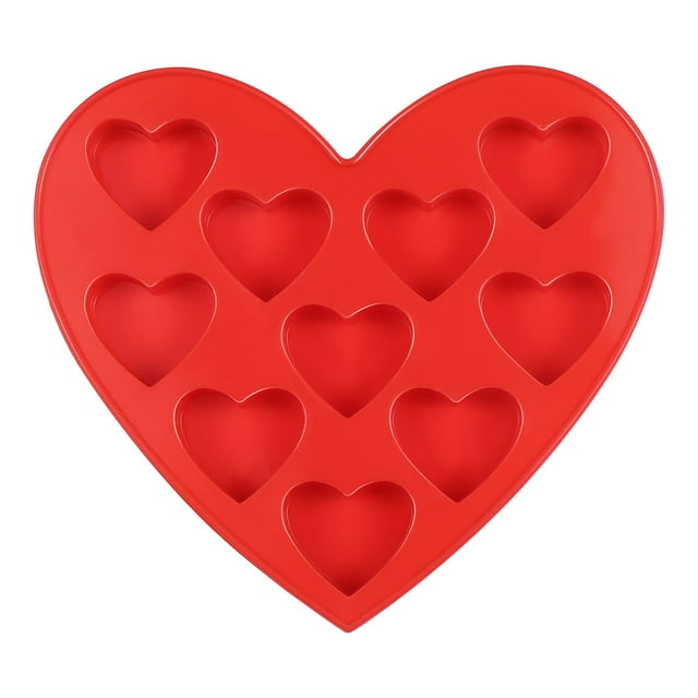 BRIGHTFUFU Molde de silicona BESTOMZ con 10 cavidades en forma de corazón para hacer cubitos de hielo (rojo)