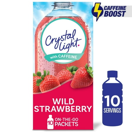 Pack of 3 Crystal Light Zero Sugar Caffeinated Wild Strawberry Drink Mix Packets, 10 Packets (packaging may vary)
