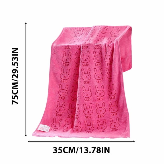 Rkxzt Shower Washcloth,Rabbits Towel Superfine Fiber Printing Face Towel Strong Absorbent Hair Towel 1 Count,Washcloths|Polyester,Hot Pink