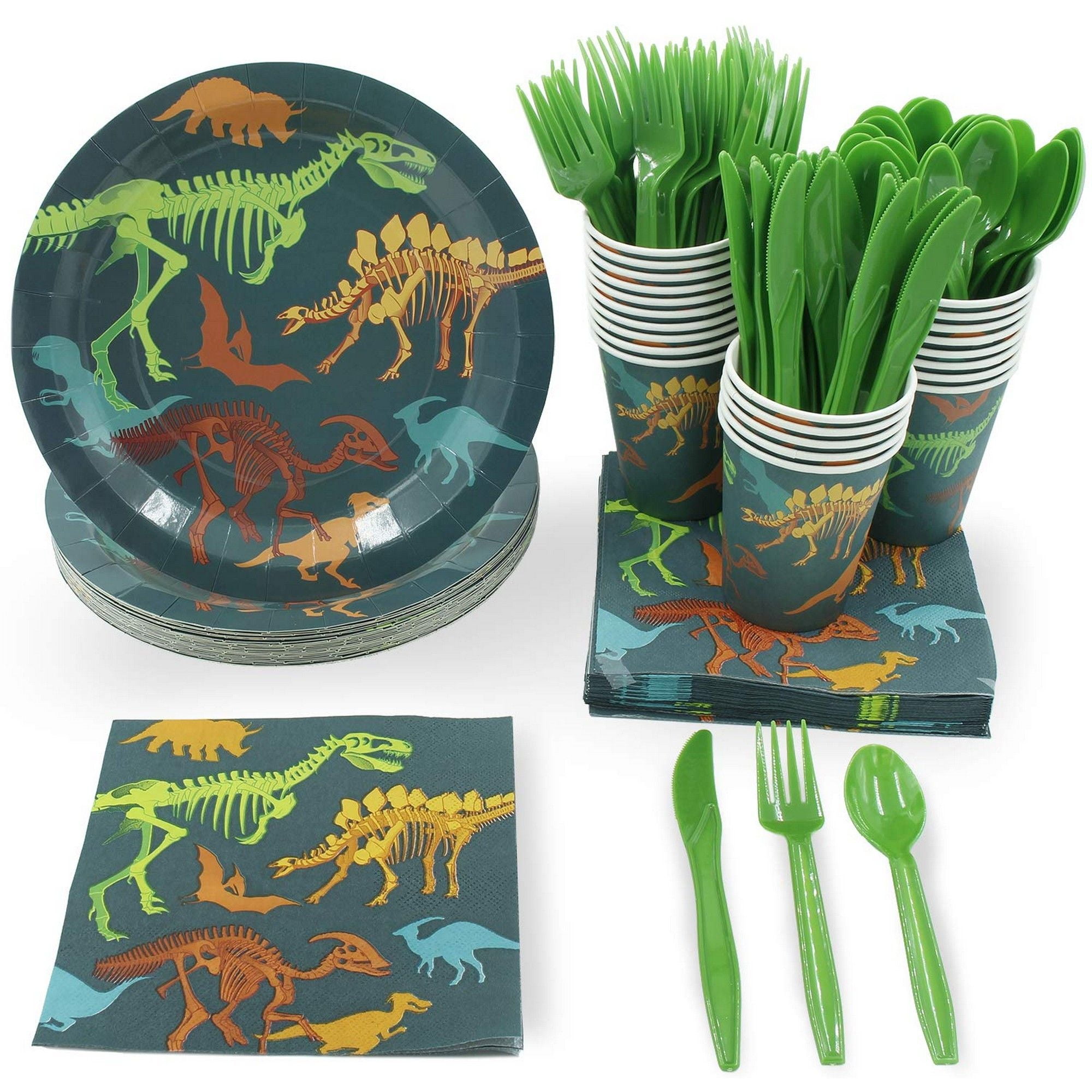 12 Dinosaur Train Birthday Party PACK Paper Cups 9 ounces /& 7 inch Plates WITH LABELS