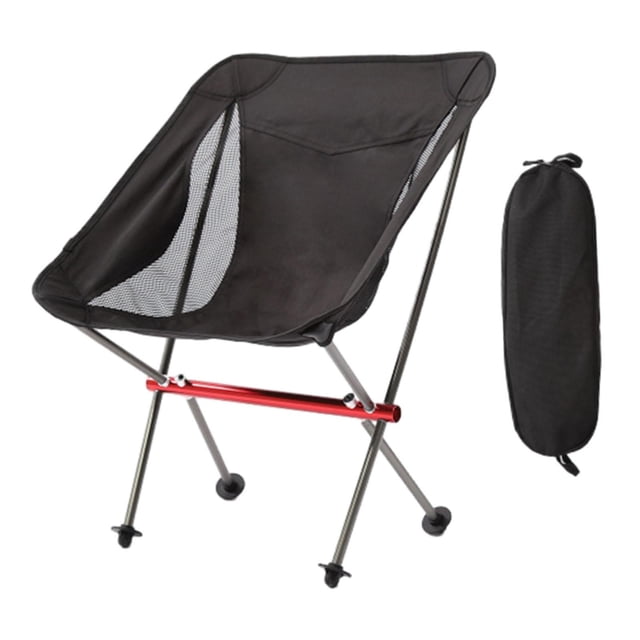 Silla plegable para acampar, silla lunar para exteriores, ligera, con bolsa de almacenamiento, silla plegable portátil estable, silla de playa para Negro