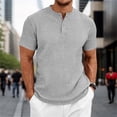 thumbnail image 2 of FINALGANG Mens Solid Color Short Sleeve Cable Knit Polo TShirt For Business Casual Office Wear Daily Summer Outdoor Activities Light Gray S, 2 of 7