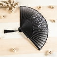 thumbnail image 4 of EDhome Portable Silk Cloth Folding Fan, Sturdy Bamboo Frame Antique Style Fan with Tassel, Unique Gifts Decorative Hand Fan for Stage Wedding Home Use, C, 4 of 6