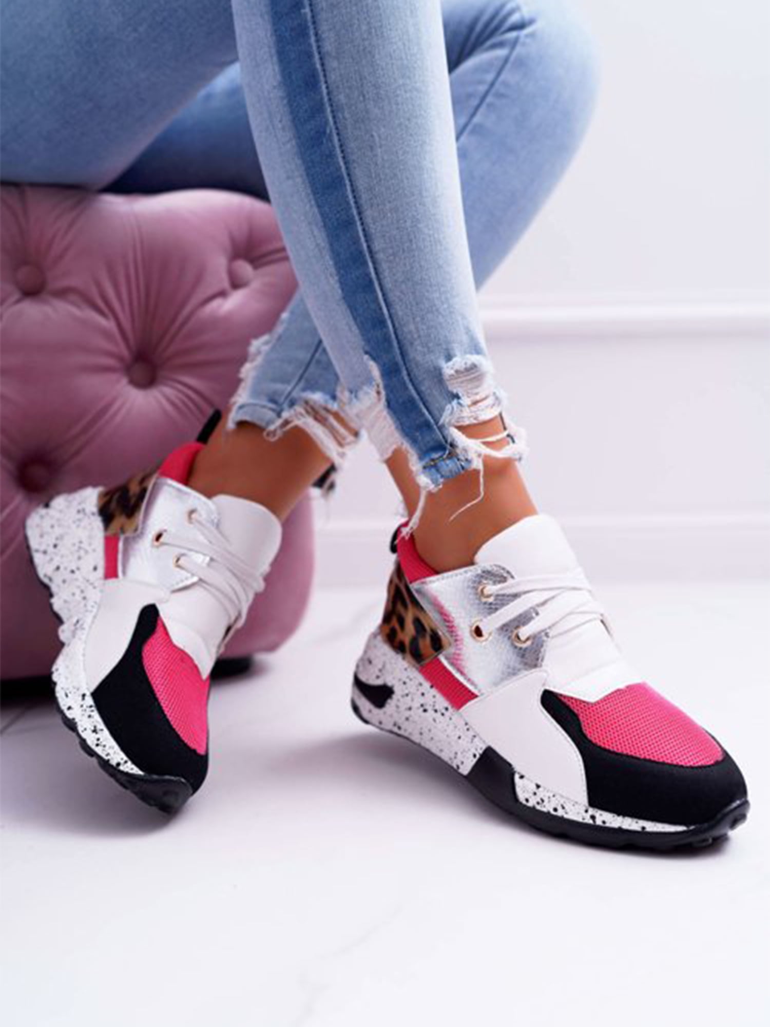 leopard sock trainers