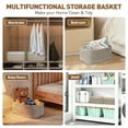 thumbnail image 7 of 3 Pack of Rope storage Basket Bins,12"x8"x5" Woven Basket for Organizing Shelves Rectangle Decorative Baskets For storage Clothes Toys Books Towels Square Wicker Nursery basket organizer 3 pack, 7 of 7