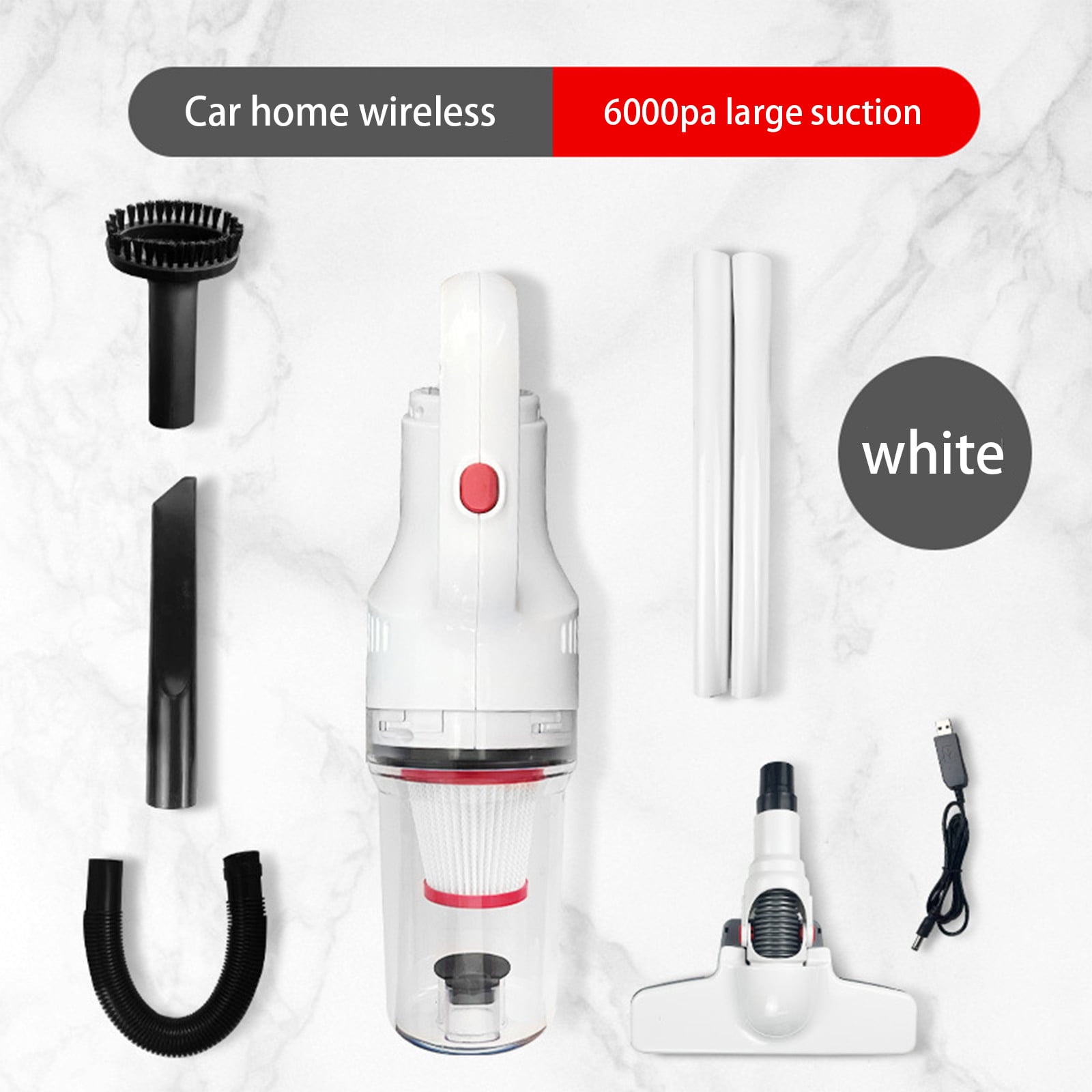Portable Handheld Vacuum Cleaner,12000Pa High Power Suction Wet & Dry Wireless Mini Vacuum,Compact Design with Long Battery Life and Easy Filter Cleaning,for Cars,Floors,and Stairs-White