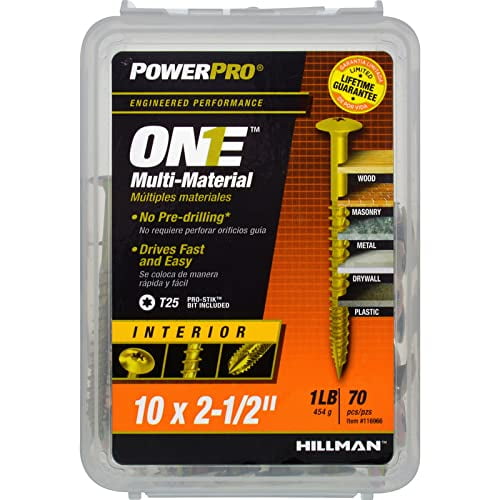 Tornillo Hillman POWERPRO ONE #10 x 6,35 cm, zinc amarillo