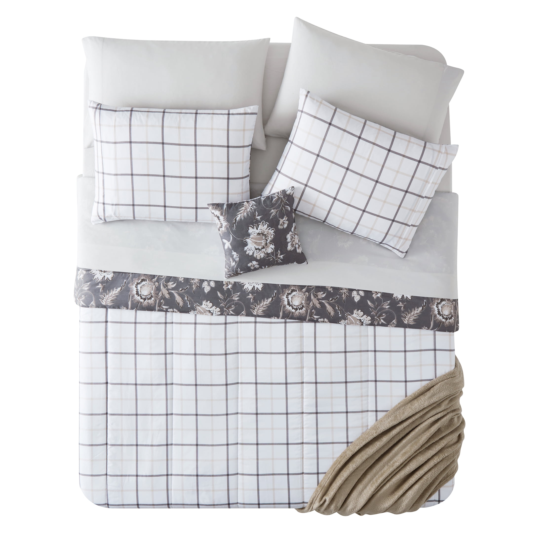VCNY Home Miel 9-Piece Grey/Tan Floral 