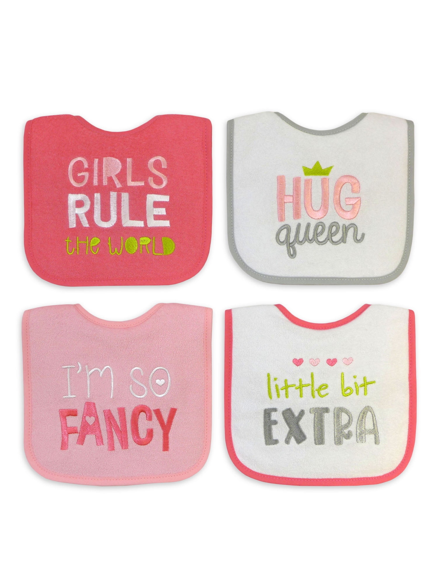 Parents Choice 4 Pack Girl Attitude Bib Set