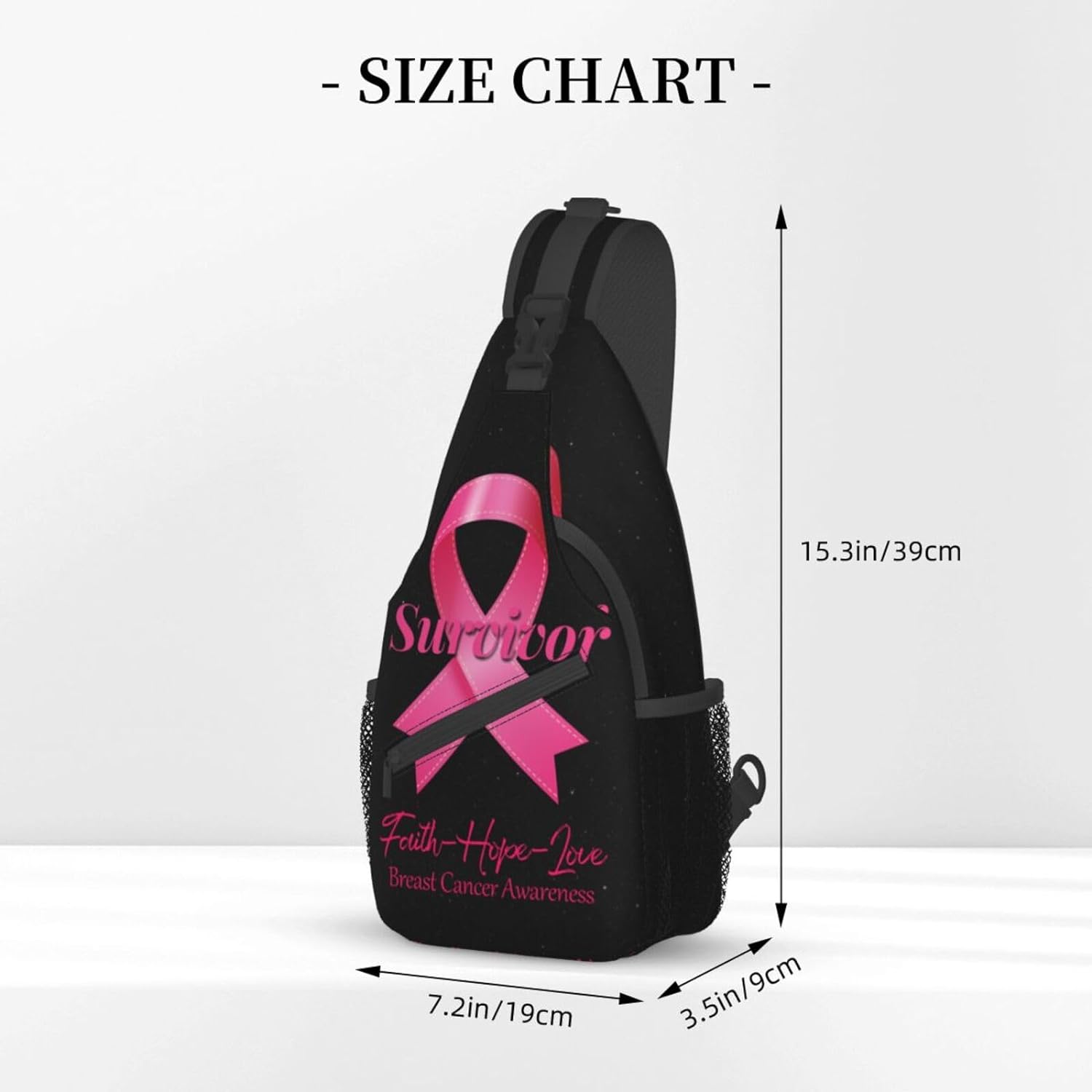 Breast Cancer Survivor Faith Love Hope Sling Bag Crossbody Hiking Travel Chest Bags Backpack Shoulder Daypack for Women Men