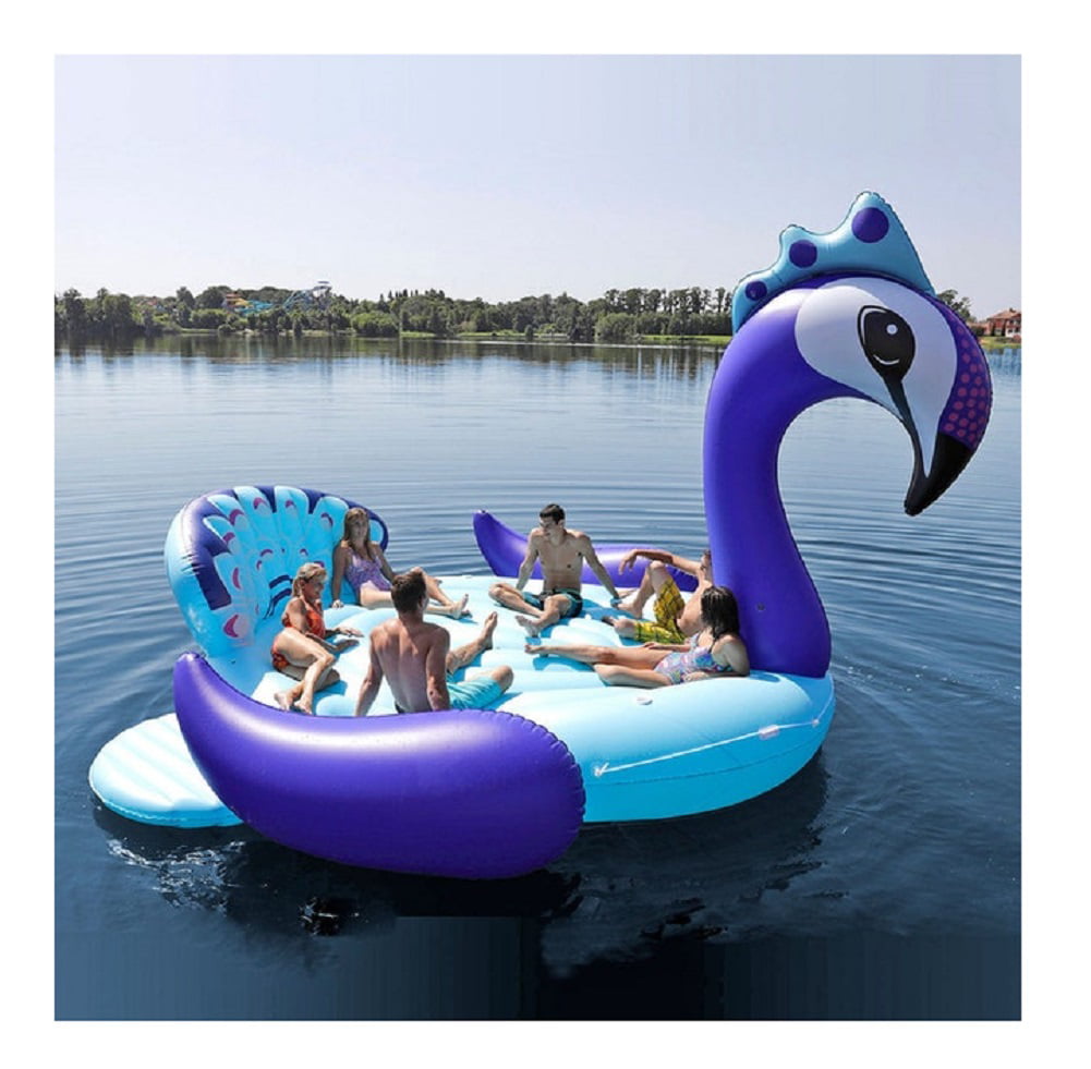 X Large Inflatable Peacock Island Pool Beach Lounger Mat Lilo140"x 105"x 90" 
